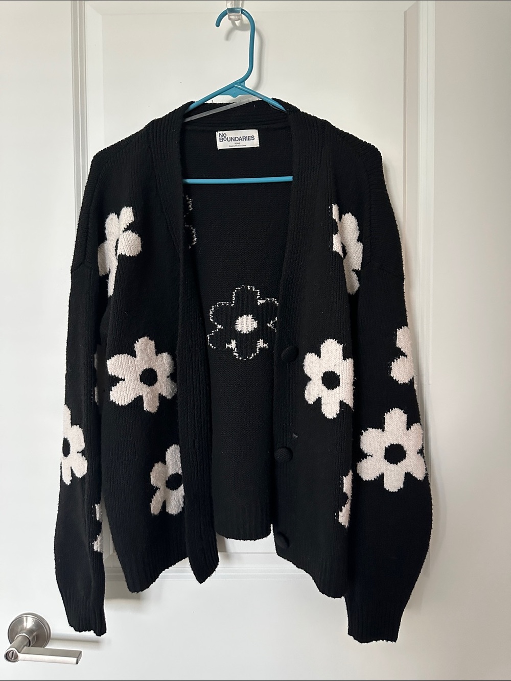 No Boundaries Black and White Floral Button-Up Cardigan